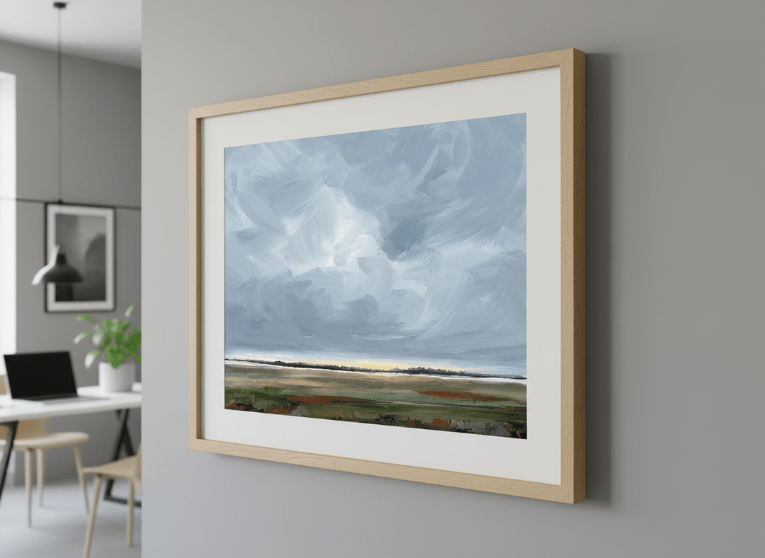 Contemporary wall art featured in a bright modern office workspace
