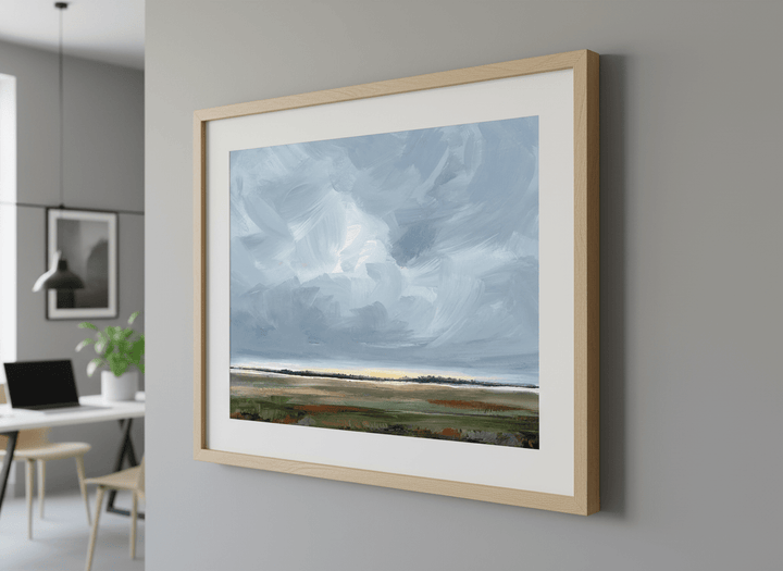 Contemporary wall art featured in a bright modern office workspace