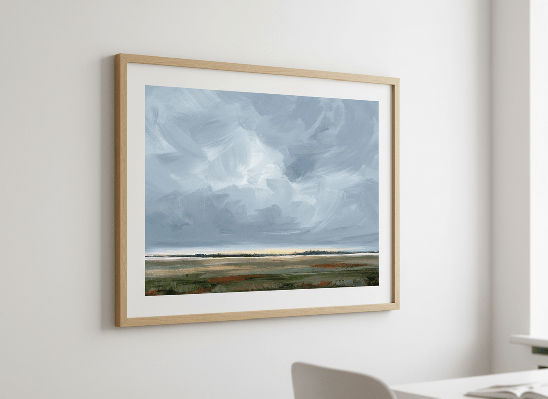 Contemporary wall art featured in a bright modern office workspace