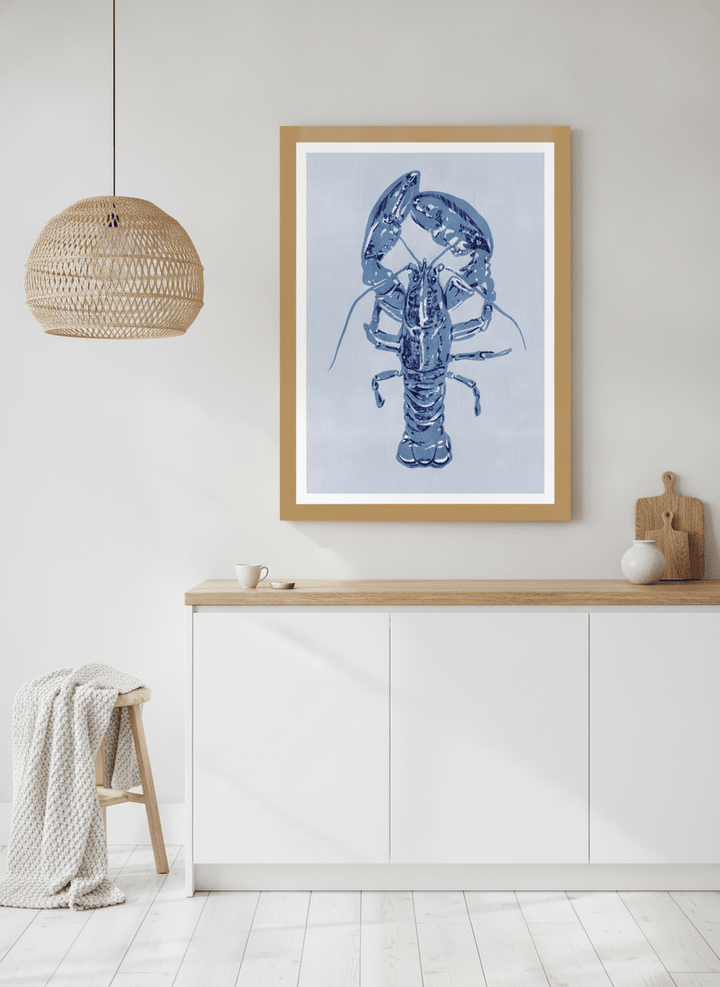 Modern wall art print styled on the wall in a bright Scandinavian kitchen