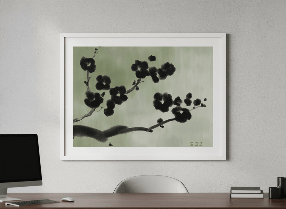 Contemporary wall art featured in a bright modern office workspace