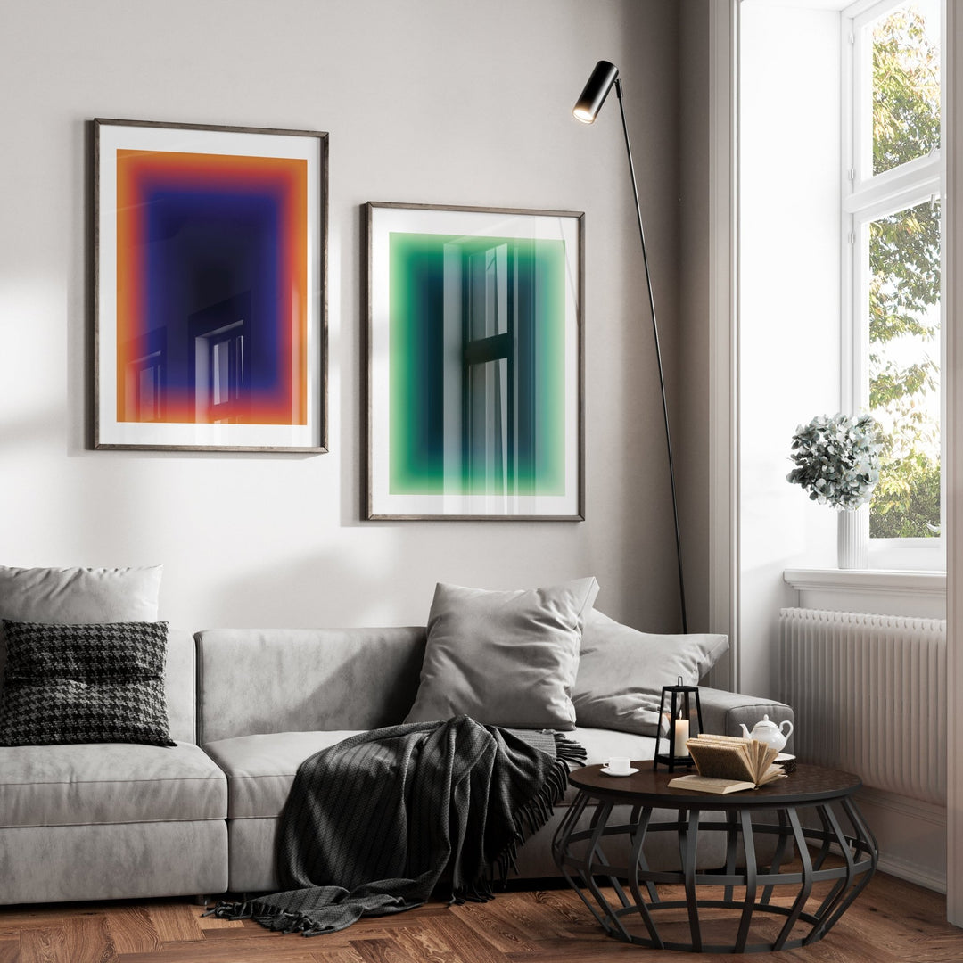 Inner Eclipse Set of 2 Abstract Tonal Pair wall - art - picture - poster
