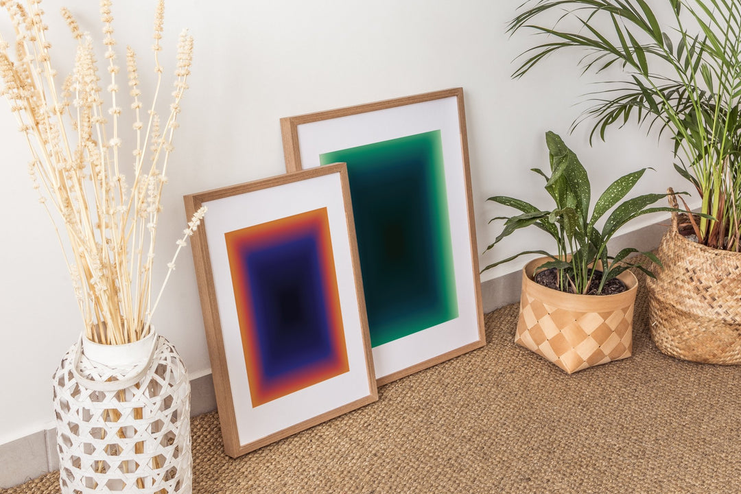 Inner Eclipse Set of 2 Abstract Tonal Pair wall - art - picture - poster