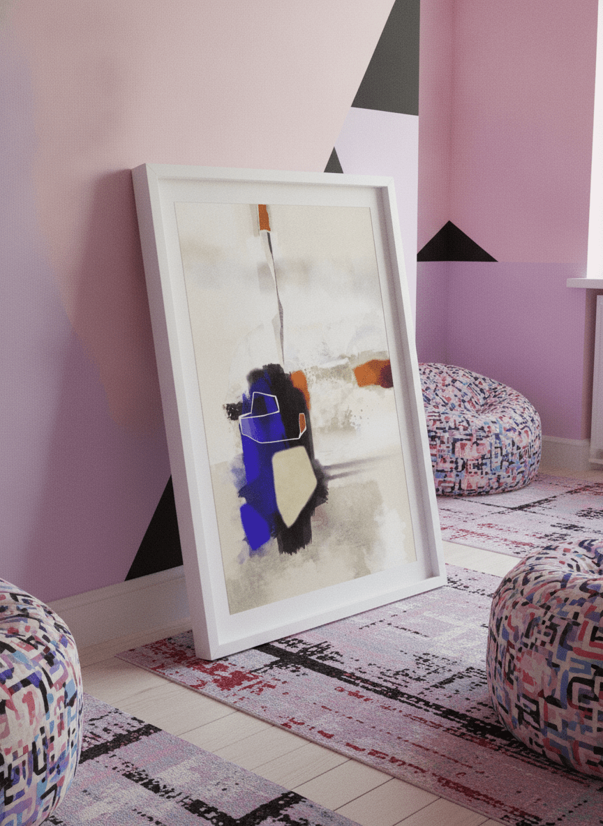 Bold wall art styled in a colourful, eclectic modern home