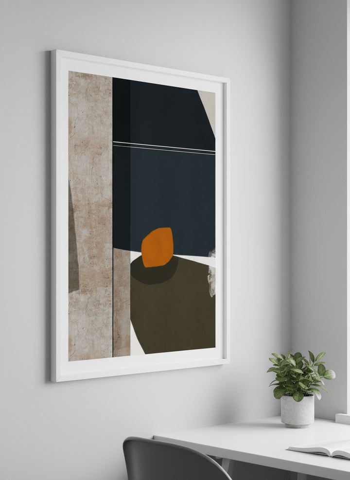 Contemporary wall art featured in a bright modern office workspace
