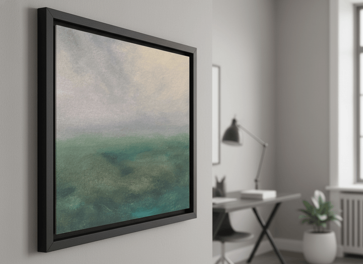 Contemporary wall art featured in a bright modern office workspace