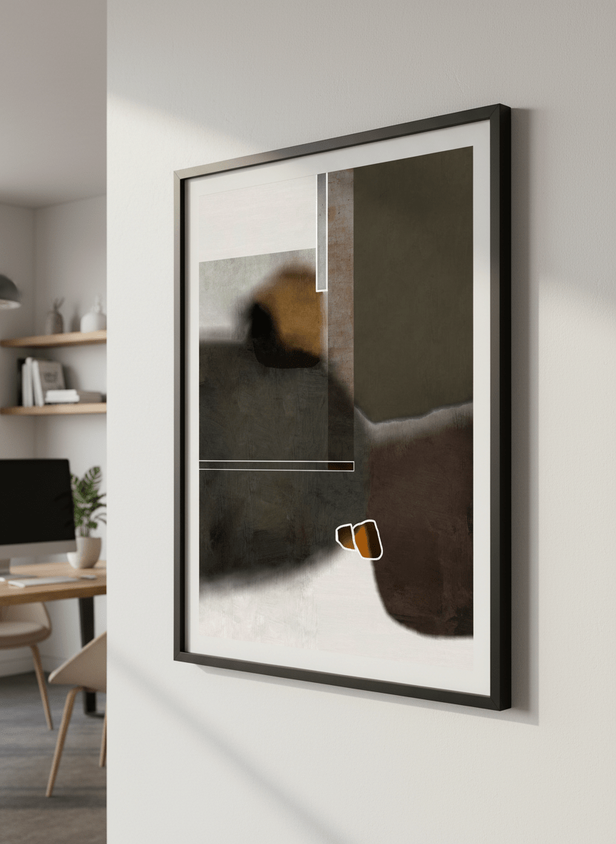 Contemporary wall art featured in a bright modern office workspace