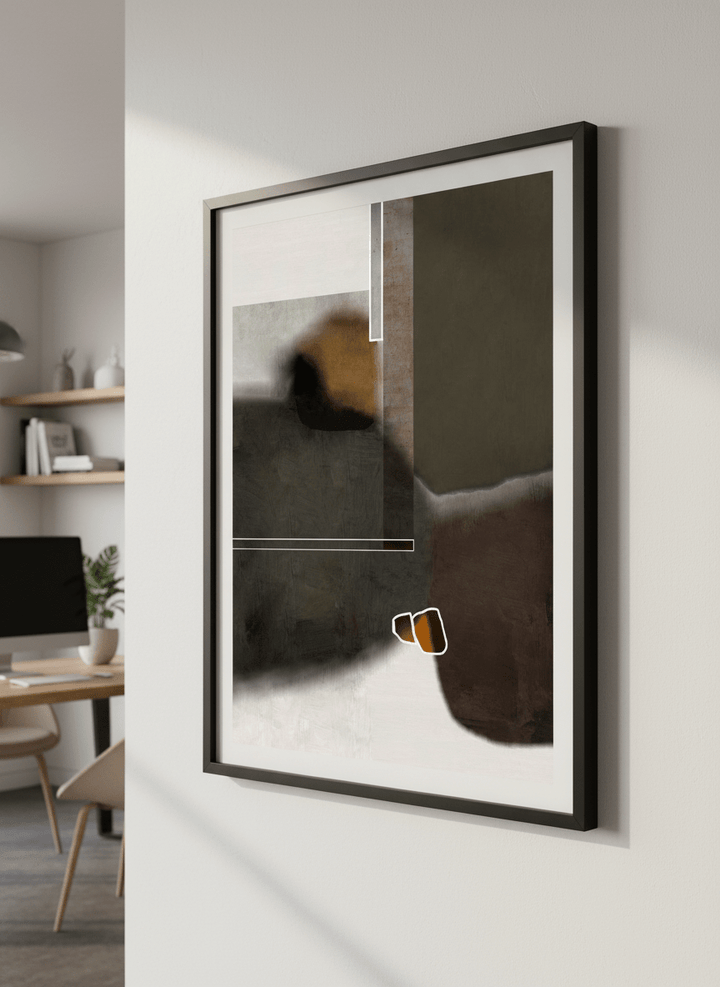 Contemporary wall art featured in a bright modern office workspace