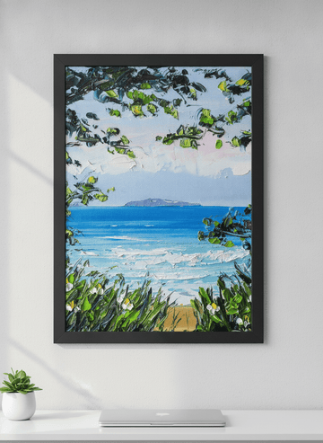 Contemporary wall art featured in a bright modern office workspace