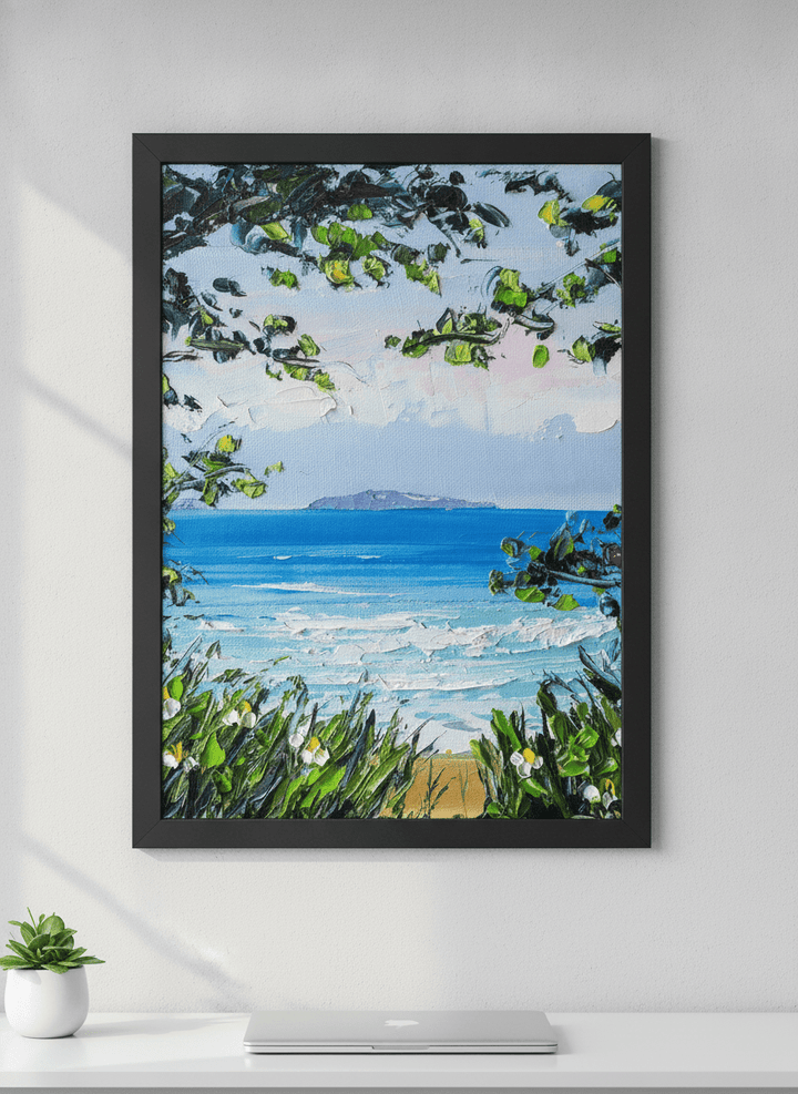 Contemporary wall art featured in a bright modern office workspace