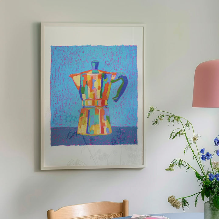 Italian Coffee Pot by Julia Ockert,kitchen,timber border