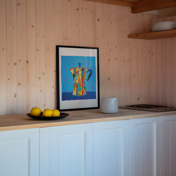 Italian Coffee Pot by Julia Ockert,kitchen,timber border