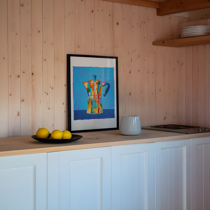 Italian Coffee Pot by Julia Ockert,kitchen,timber border