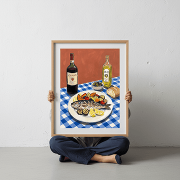 Italian Fish Lunch Illustration Sketch wall - art - picture - poster