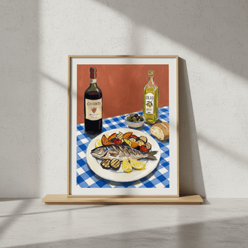 Italian Fish Lunch Illustration Sketch wall - art - picture - poster