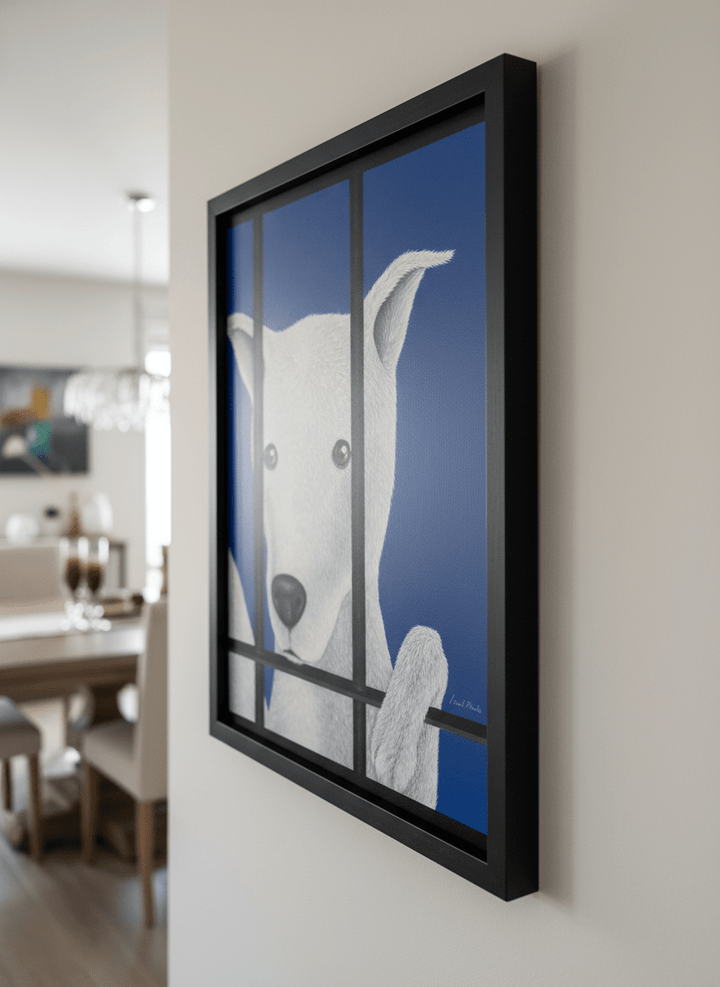 Wall art styled above a dining table in a contemporary home