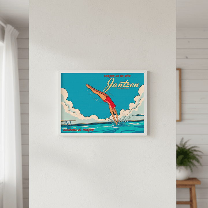 Janzten Vintage Coastal Woman Diving Ad Poster wall - art - picture - poster
