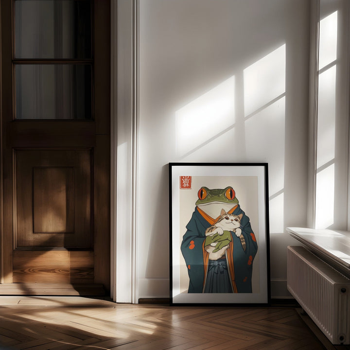Japanaese Frog Samuri Cat Vintage Artwork - Style My Wall