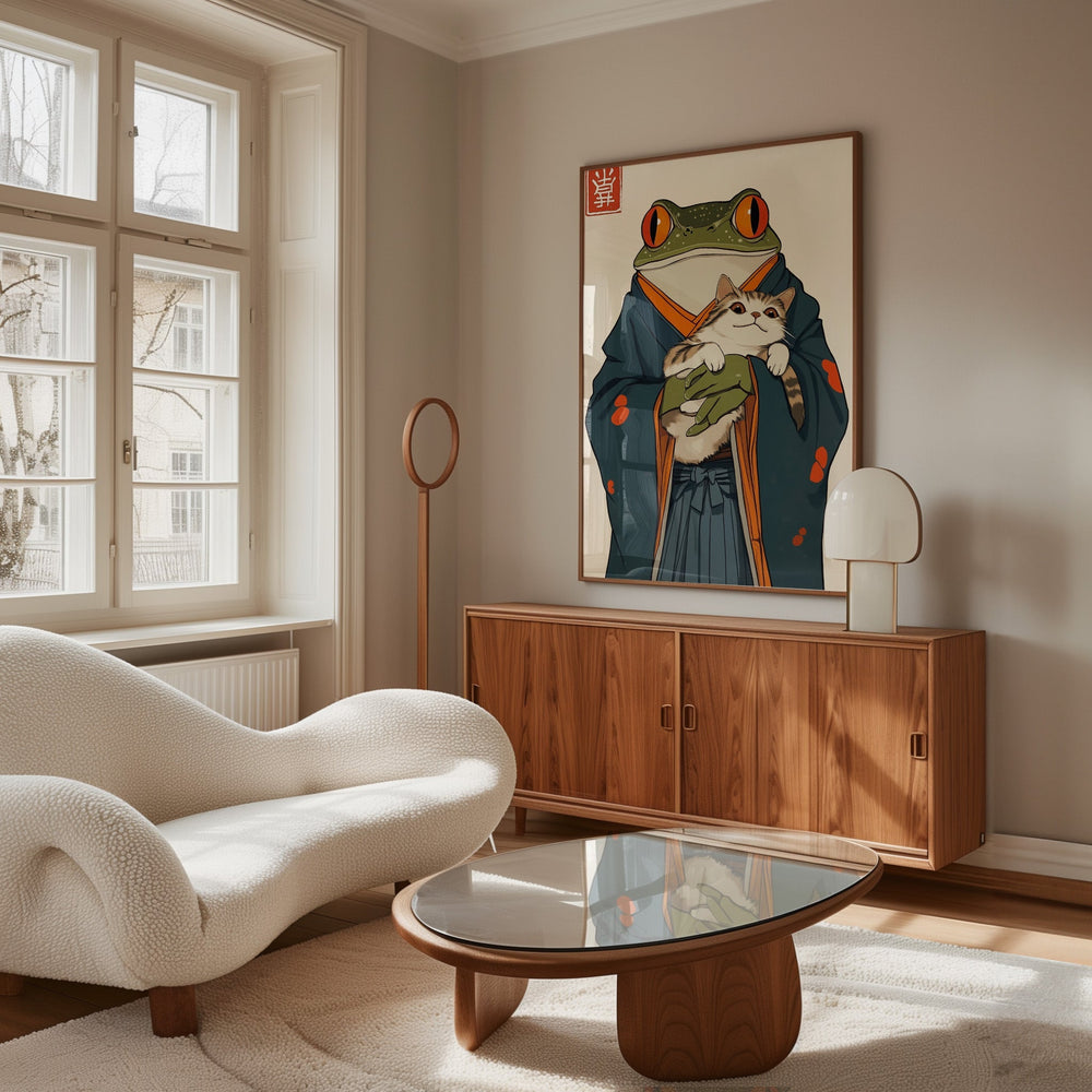 Japanaese Frog Samuri Cat Vintage Artwork - Style My Wall