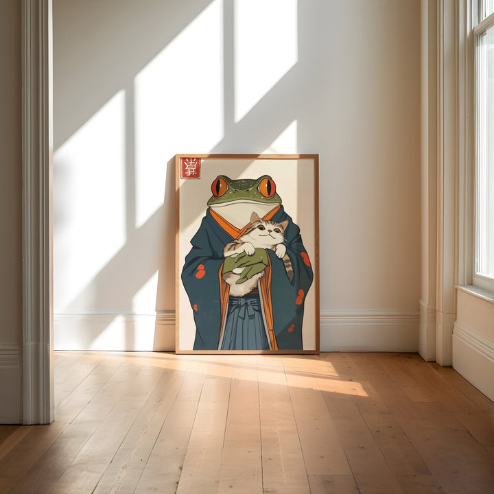 Japanaese Frog Samuri Cat Vintage Artwork - Style My Wall