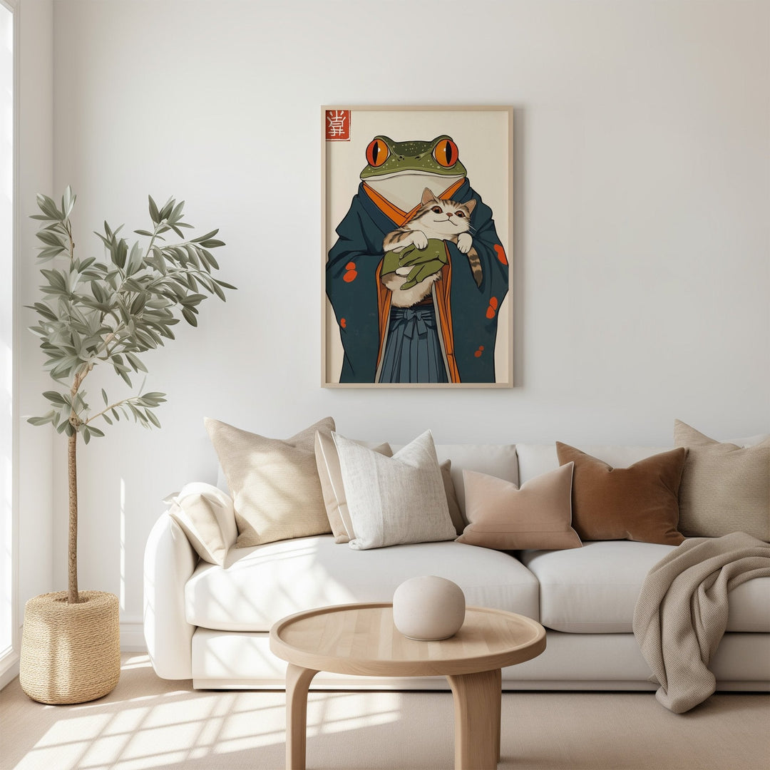 Japanaese Frog Samuri Cat Vintage Artwork - Style My Wall