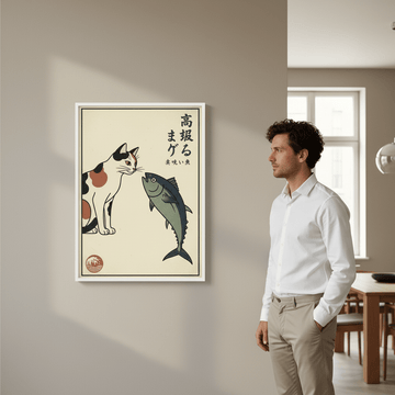 Japanese Cat and Fish Wall Art Vintage Print wall - art - picture - poster
