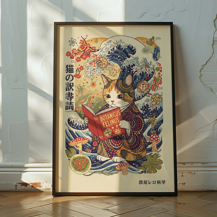 Japanese Cat Reading Wall Art wall - art - picture - poster