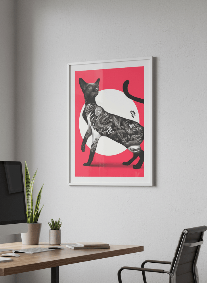 Contemporary wall art featured in a bright modern office workspace