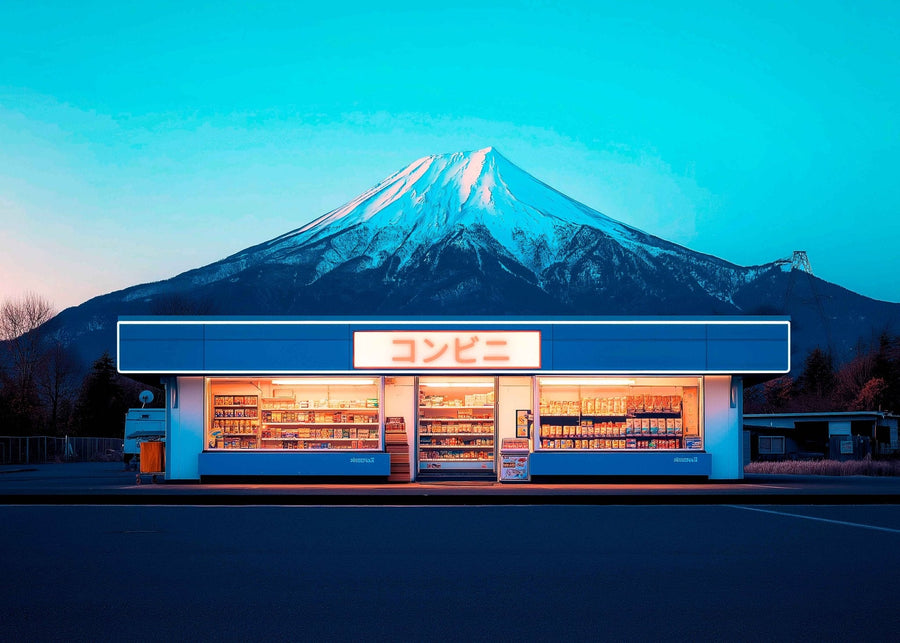 Japanese Convenience Store Mt Fuji Wall Photo Print