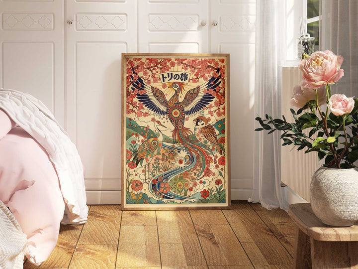 Japanese Eagle Cherry Blossom Vintage Wall Art wall - art - picture - poster