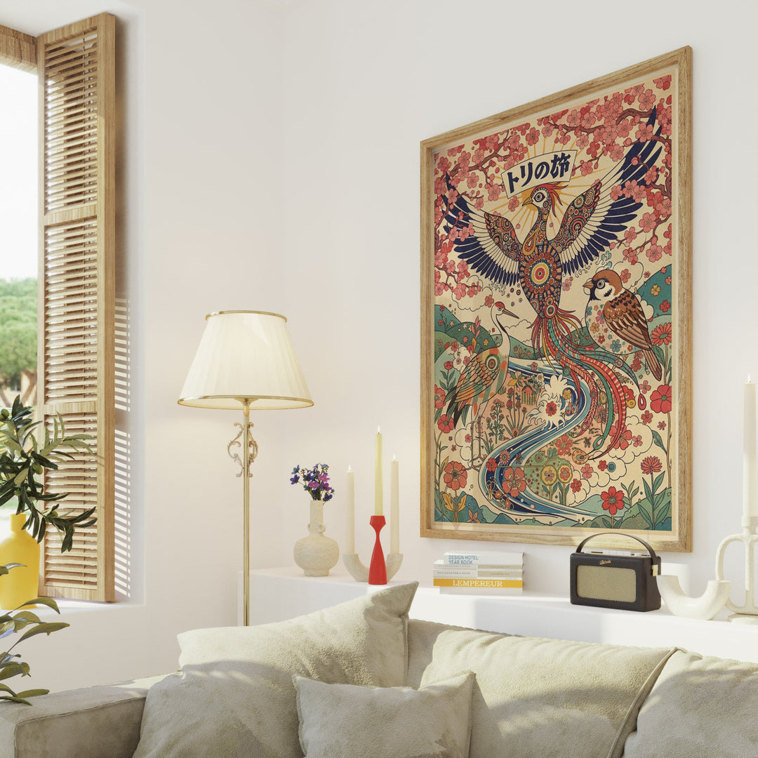 Japanese Eagle Cherry Blossom Vintage Wall Art wall - art - picture - poster