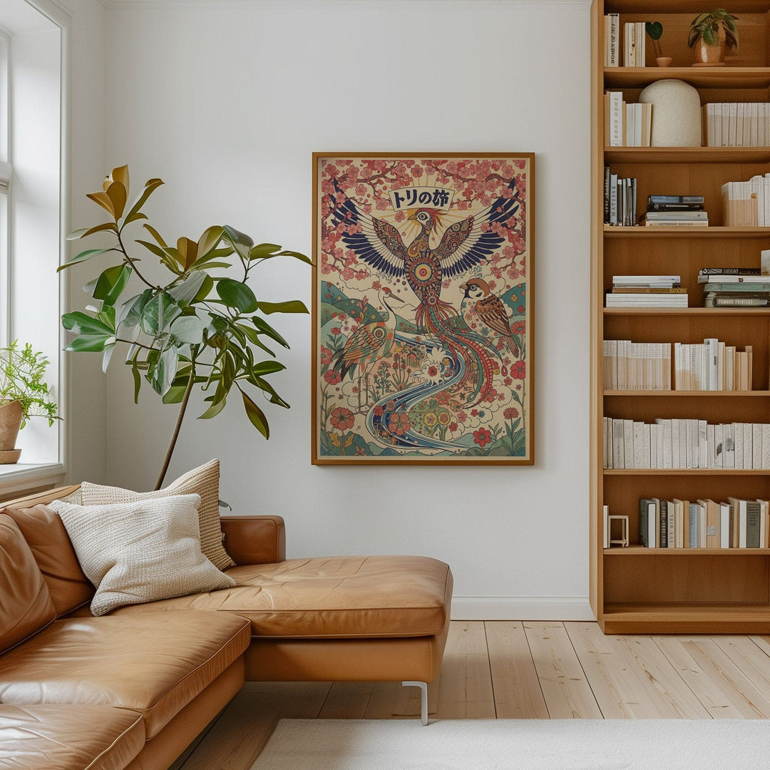 Japanese Eagle Cherry Blossom Vintage Wall Art wall - art - picture - poster