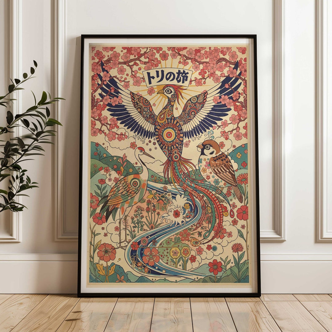 Japanese Eagle Cherry Blossom Vintage Wall Art wall - art - picture - poster