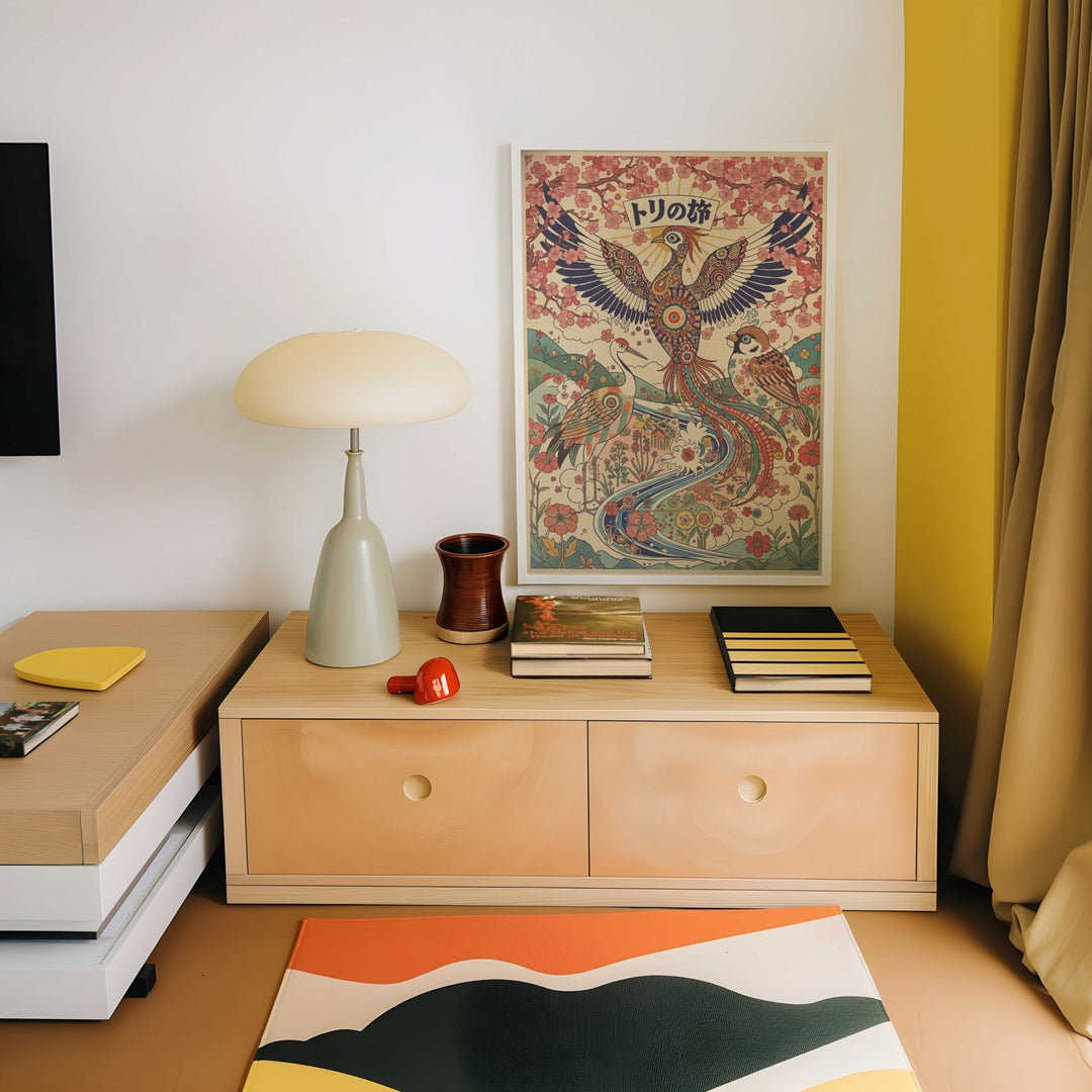 Japanese Eagle Cherry Blossom Vintage Wall Art wall - art - picture - poster