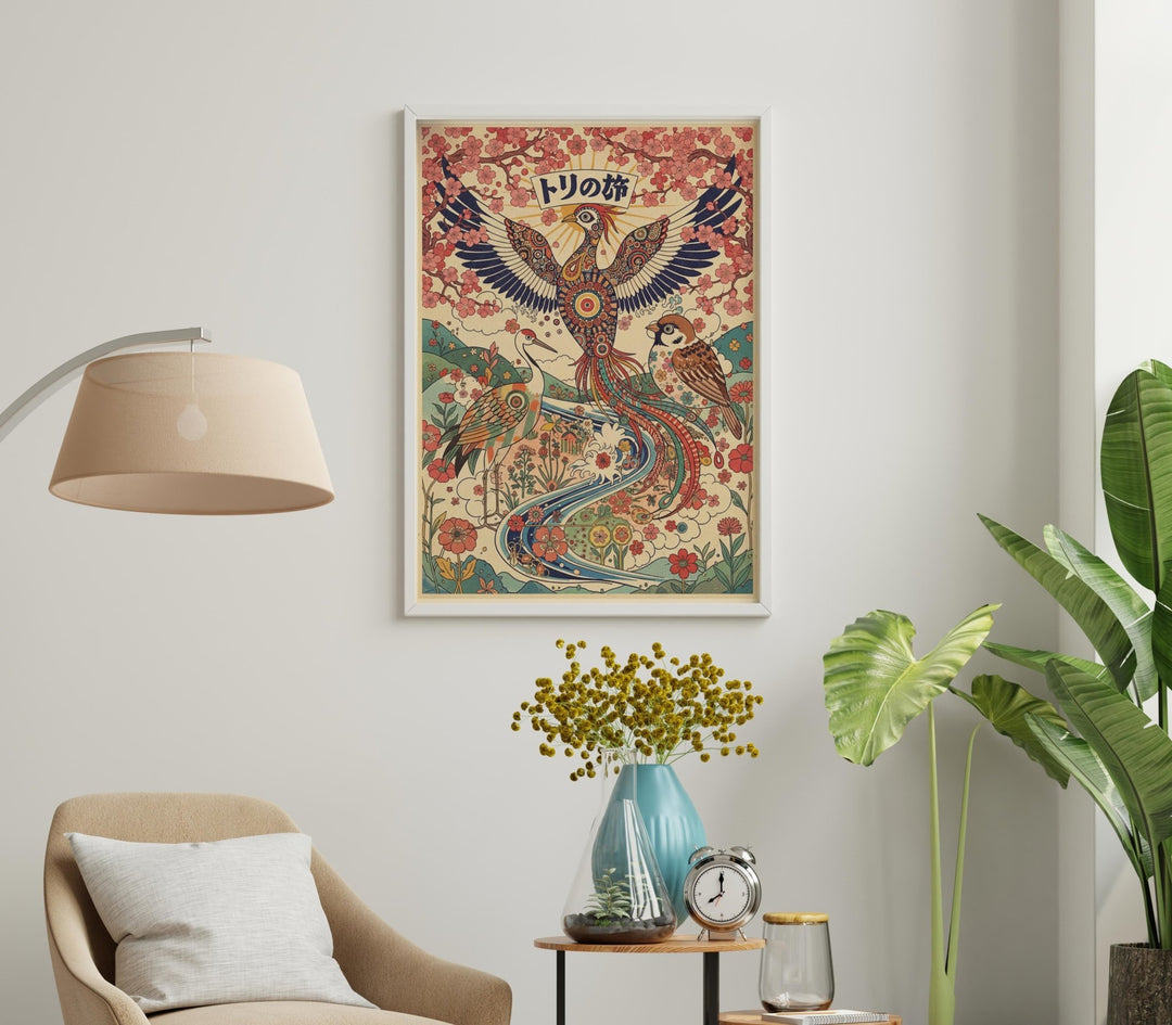 Japanese Eagle Cherry Blossom Vintage Wall Art wall - art - picture - poster