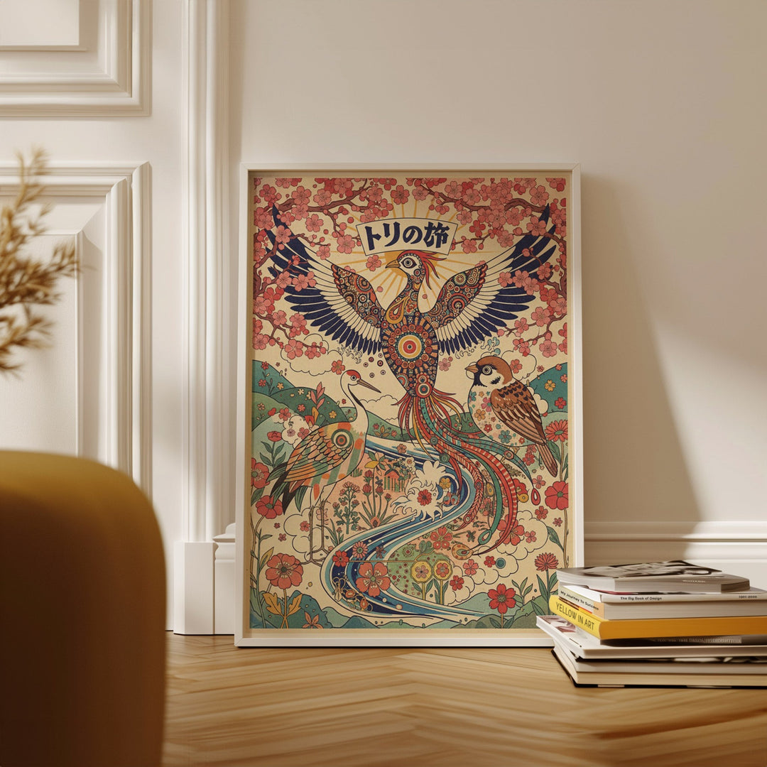Japanese Eagle Cherry Blossom Vintage Wall Art wall - art - picture - poster