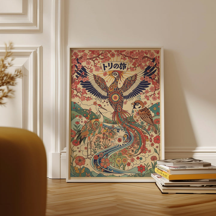 Japanese Eagle Cherry Blossom Vintage Wall Art wall - art - picture - poster