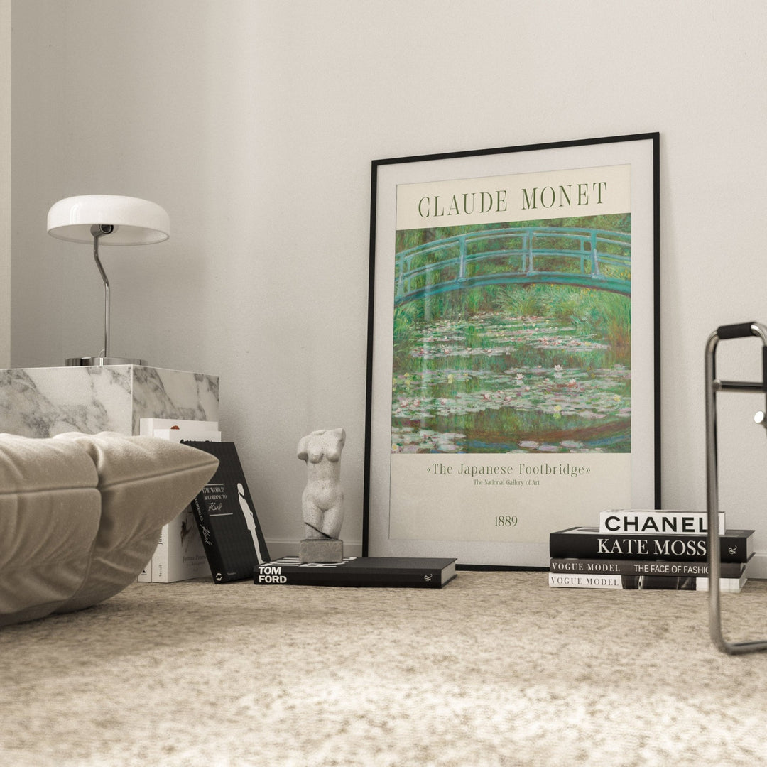 Japanese Footbridge by Claude Monet,livingroo,timber border