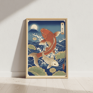 Japanese Koi Fish Vintage Woodblock Art wall - art - picture - poster