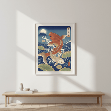 Japanese Koi Fish Vintage Woodblock Art wall - art - picture - poster