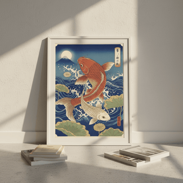 Japanese Koi Fish Vintage Woodblock Art wall - art - picture - poster