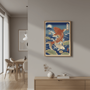 Japanese Koi Fish Vintage Woodblock Art wall - art - picture - poster