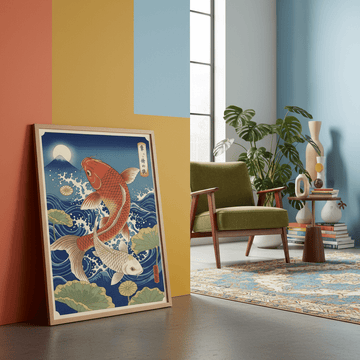 Japanese Koi Fish Vintage Woodblock Art wall - art - picture - poster