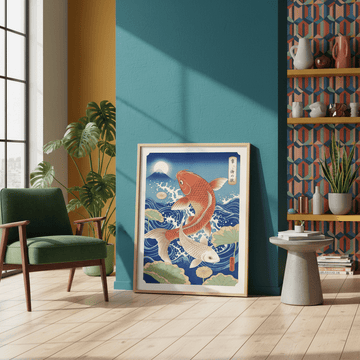 Japanese Koi Fish Vintage Woodblock Art wall - art - picture - poster