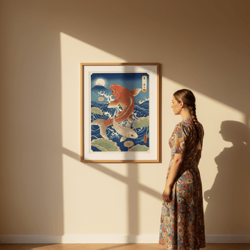 Japanese Koi Fish Vintage Woodblock Art wall - art - picture - poster