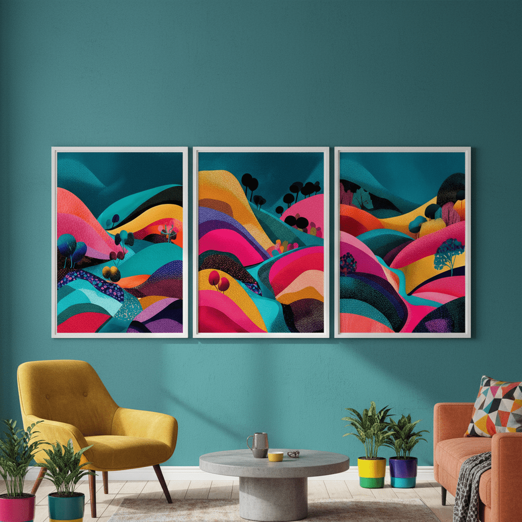 Japanese Night Abstract Pop Trio wall - art - picture - poster
