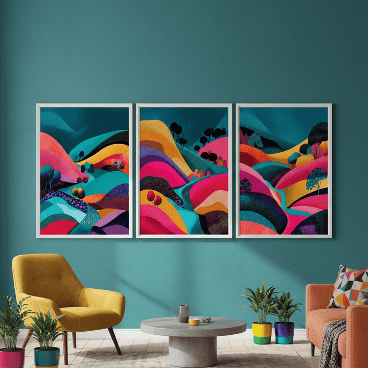 Japanese Night Abstract Pop Trio wall - art - picture - poster