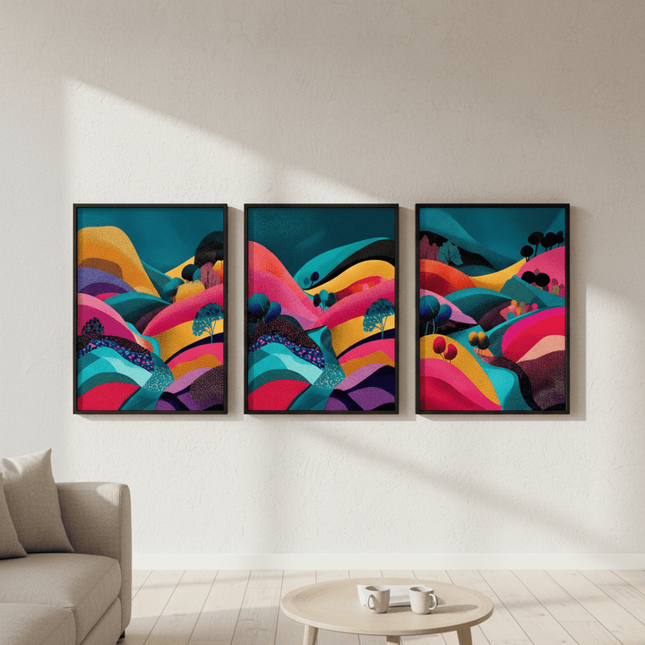 Japanese Night Abstract Pop Trio wall - art - picture - poster