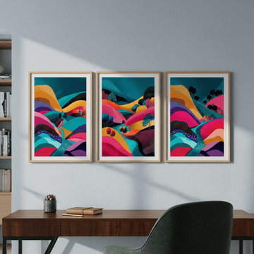 Japanese Night Abstract Pop Trio wall - art - picture - poster