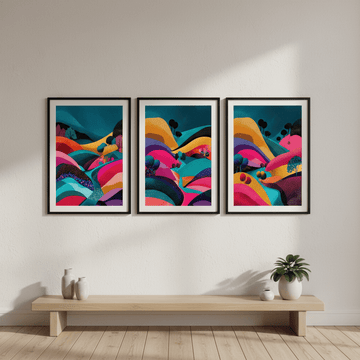 Japanese Night Abstract Pop Trio wall - art - picture - poster